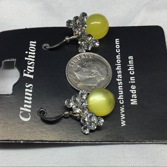 Crystal Bow Tie Ball Drop Earrings (H15) - Picture 3 of 4